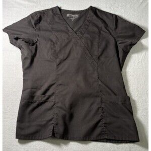 Grey’s Anatomy Scrub Top XL Black Mock Wrap Stretch Medical Uniform Nurse